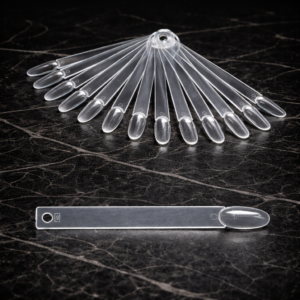 OJELY 50'li Şeffaf Tırnak Kartelası Badem– Oje Renk Kartelası Halkalı / Nail Art Renk Deneme Çubuğu